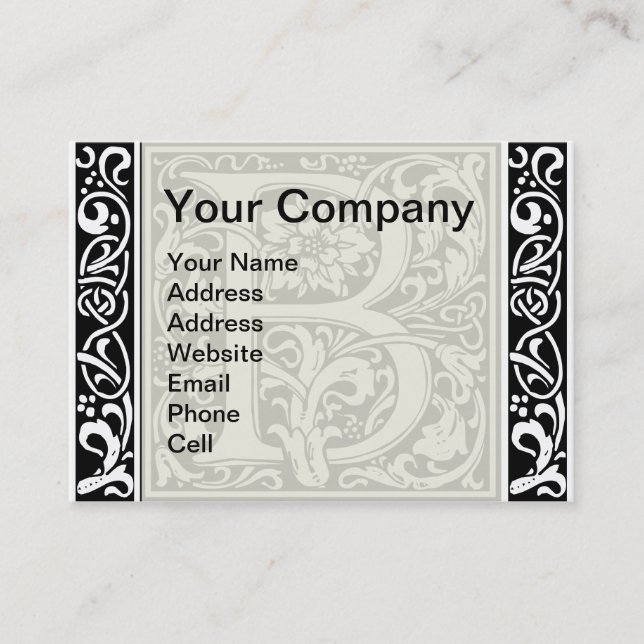 Letter B Mediaeval Monogram Art Nouveau Business Card (Front)