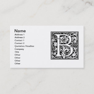 Letter B Mediaeval Monogram Art Nouveau Business Card
