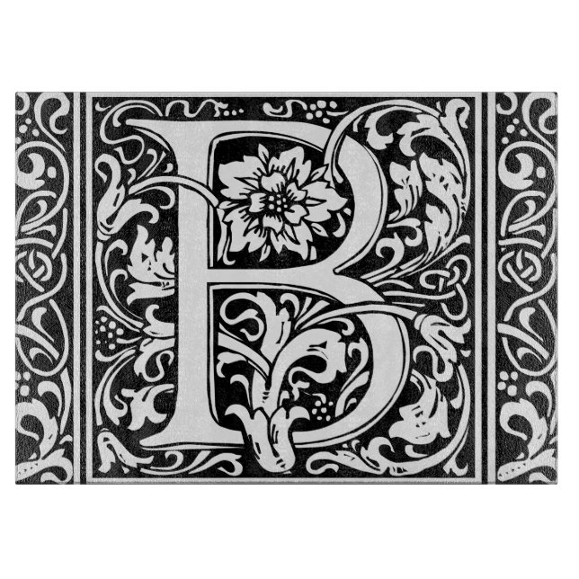Letter B Mediaeval Monogram Art Nouveau Cutting Board (Front)