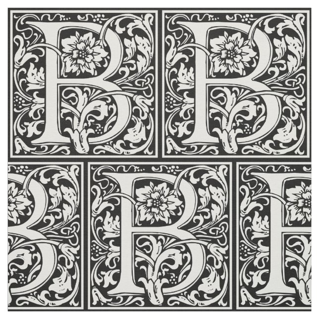 Letter B Mediaeval Monogram Art Nouveau Fabric (Swatch)