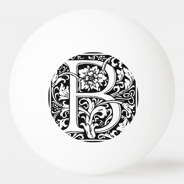 Letter B Mediaeval Monogram Art Nouveau Ping Pong Ball (Front)