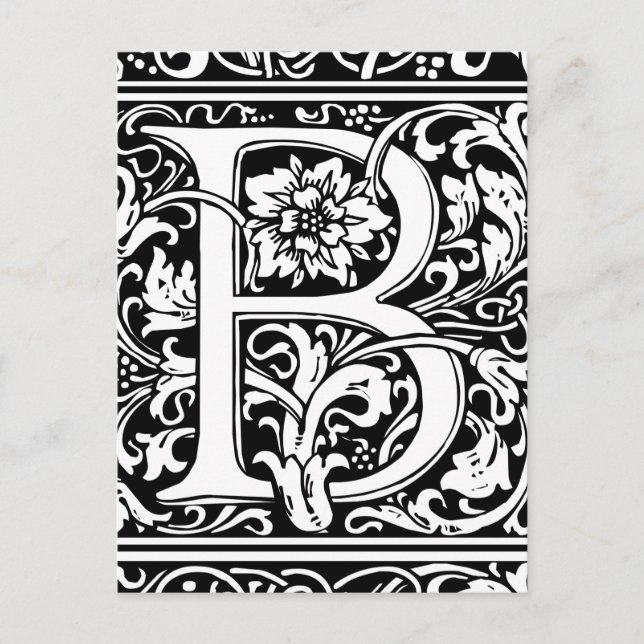 Letter B Mediaeval Monogram Art Nouveau Postcard (Front)
