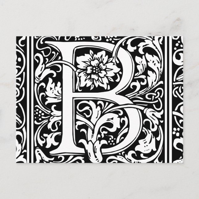 Letter B Mediaeval Monogram Art Nouveau Postcard (Front)
