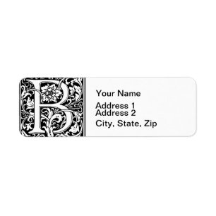 Letter B Mediaeval Monogram Art Nouveau Return Address Label