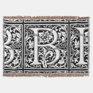 Letter B Mediaeval Monogram Art Nouveau Throw Blanket