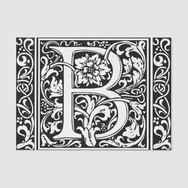 Letter B Mediaeval Monogram Art Nouveau Tissue Paper (Front)