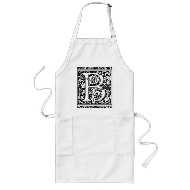 Letter B Mediaeval Monogram Vintage Initial Long Apron (Front)