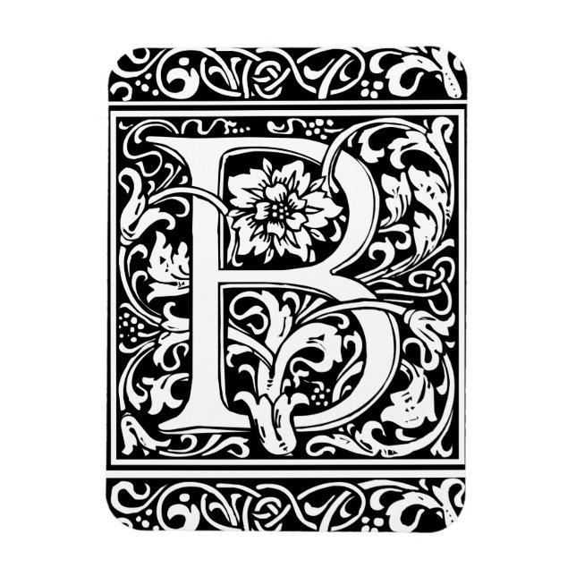 Letter B Mediaeval Monogram Vintage Initial Magnet (Vertical)