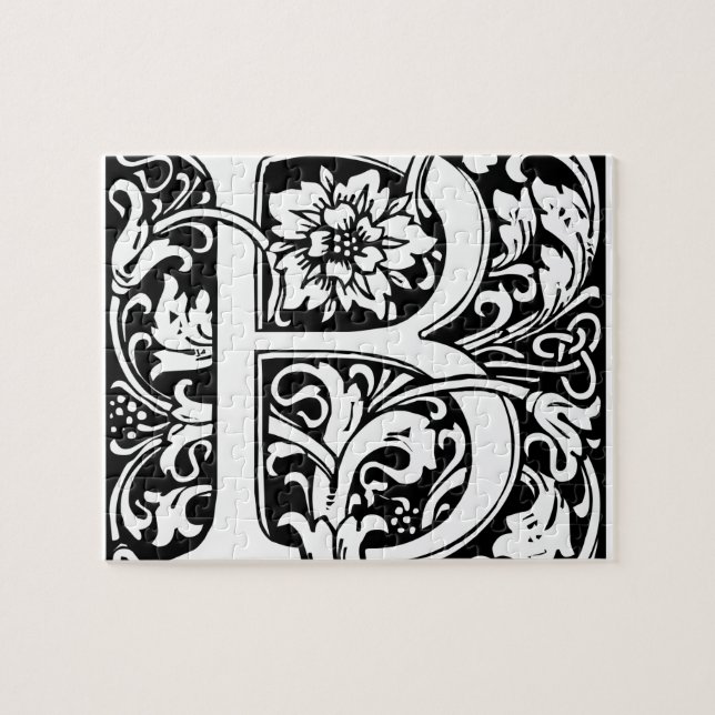 Letter B Medieval Monogram Art Nouveau Jigsaw Puzzle (Horizontal)