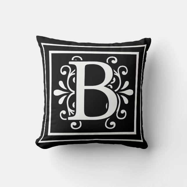 Letter B Monogram Black Cushion (Front)