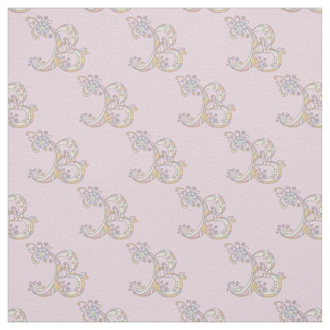 Letter B monogram decorative text custom fabric (Swatch)