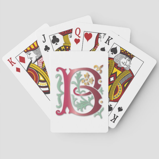Letter B Monogram Fleur de lis Playing Cards (Back)