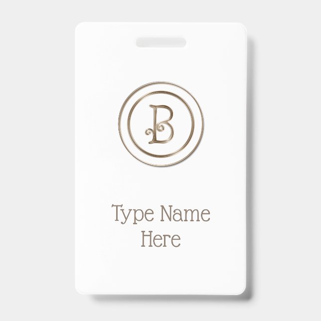 "Letter B" Monogram ID Badge (Front)