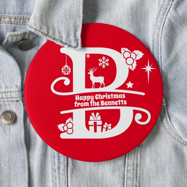 Letter B Monogram Initial Family Name Greeting   6 Cm Round Badge (In Situ)