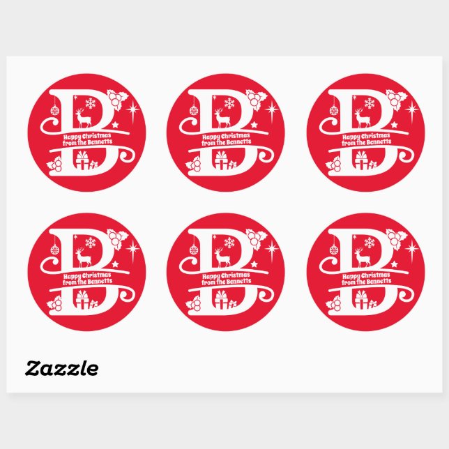 Letter B Monogram Initial Family Name Greeting  Classic Round Sticker (Sheet)