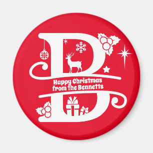 Letter B Monogram Initial Family Name Greeting  Magnet