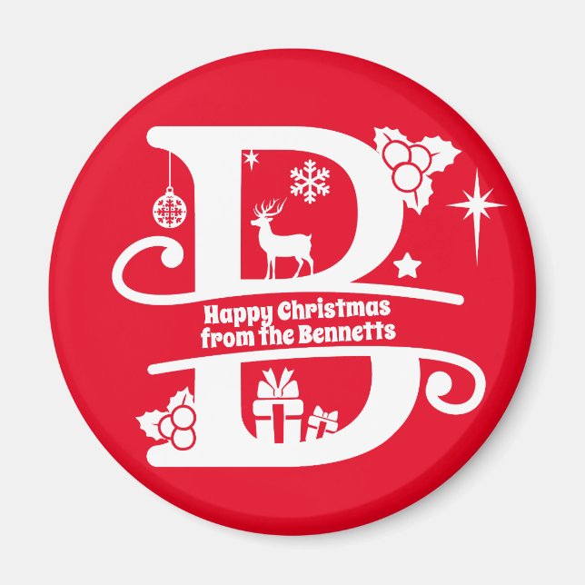Letter B Monogram Initial Family Name Greeting  Magnet (Front)