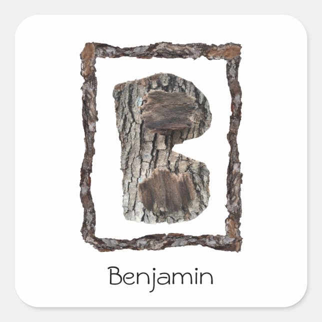 Letter B Monogram Nature Boys Square Sticker (Front)
