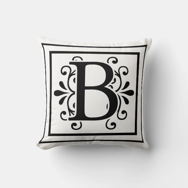Letter B Monogram Throw Pillow (Front)