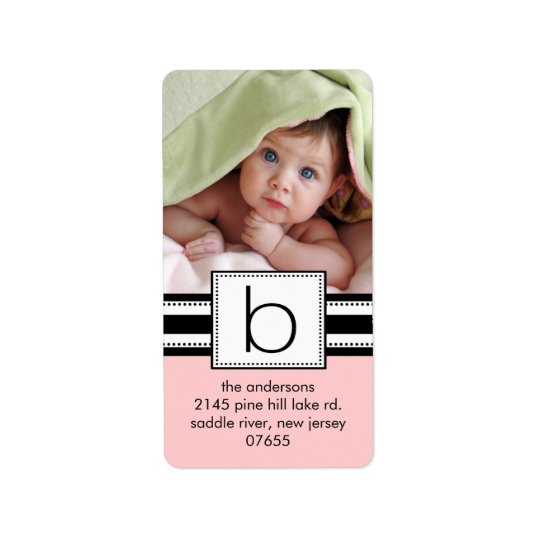 Letter B Monogram Vertical PHOTO Address Labels. Address Label