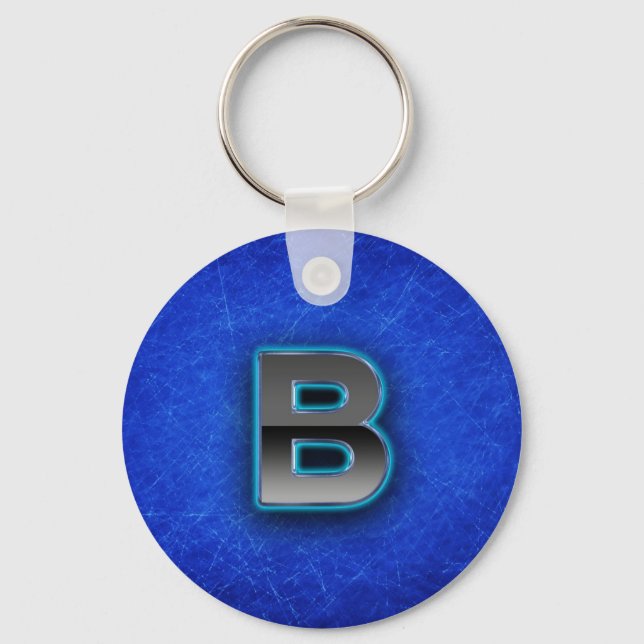 Letter B - neon blue edition Key Ring (Front)