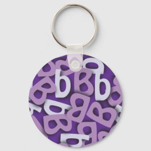Letter B Purple Key Ring