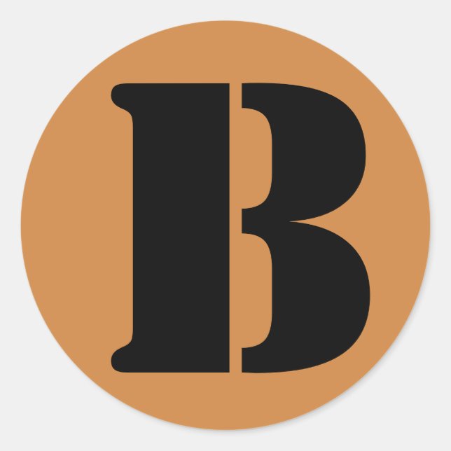 Letter B Stencil Alphabet by Janz Peru Gold Classic Round Sticker (Front)
