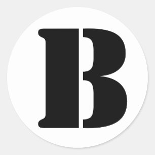 Letter B Stencil Alphabet by Janz White Classic Round Sticker