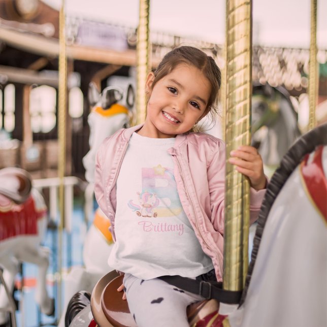 Letter B Unicorn Baby T-Shirt (This personalized watercolor unicorn shirt would make a great gift for any child! )