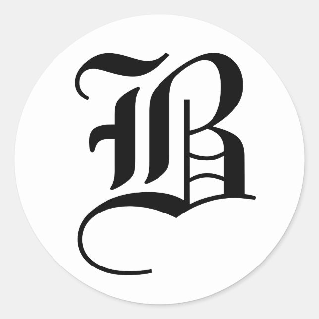 Letter B Wedding Alphabet by Janz White Classic Round Sticker (Front)