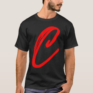 Letter C Alphabet Large Red Graphic Initial T-Shirt