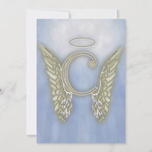Letter C Angel Monogram Invitation (Front)