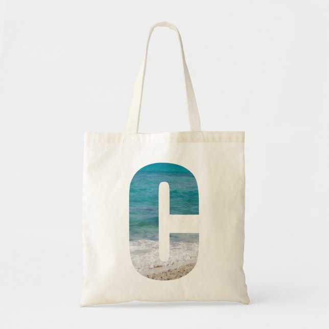 Letter C beach scene Tote Bag (Front)