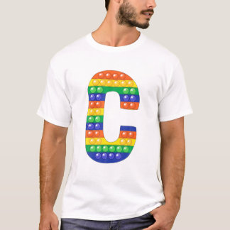 Letter C Capital Alphabet Fidget Pop It Funny Matc T-Shirt