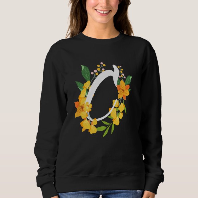 Letter C Capital Alphabet Flowers Monogram Initial Sweatshirt (Front)
