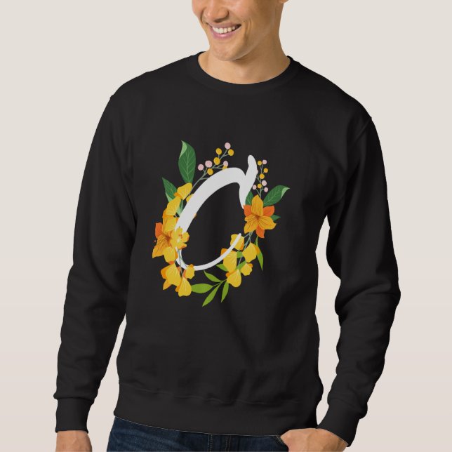 Letter C Capital Alphabet Flowers Monogram Initial Sweatshirt (Front)