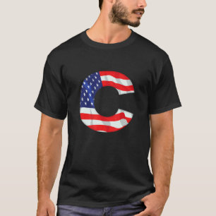 Letter C Capital Alphabet Usa American Flag Monogr T-Shirt