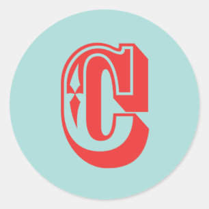 Letter C carnival style monogram initial favour Classic Round Sticker