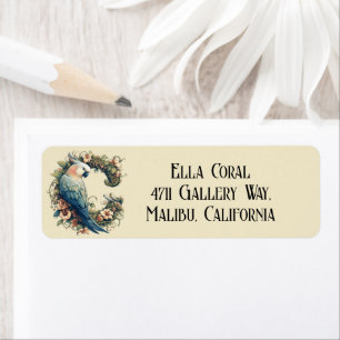 Letter C Cockatoo Elegant Floral Return Address Label