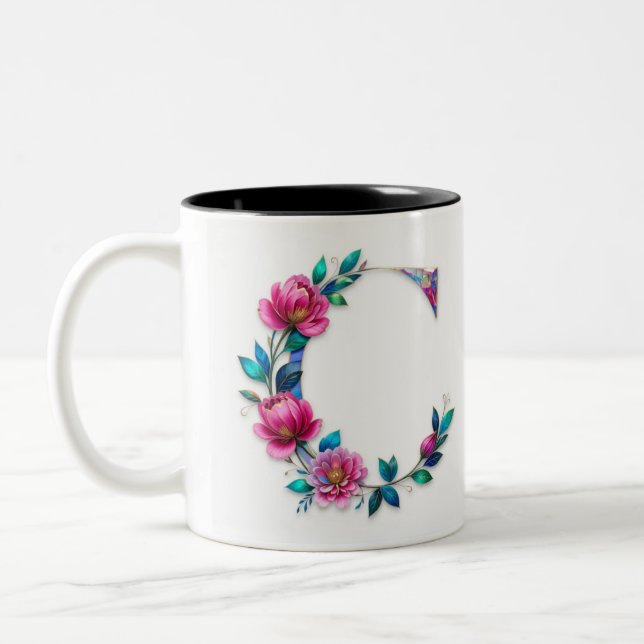 Letter C Coffee Mug – Floral Design for Gifting (Left)