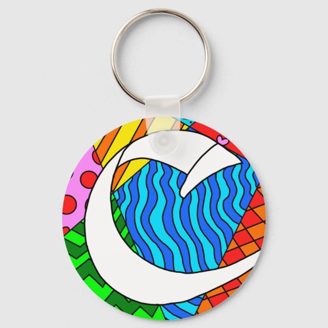 Letter C Colorful Doodles Key Ring (Front)