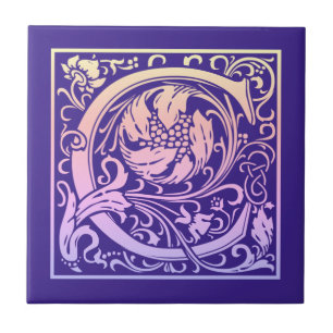 Letter C Colorful Vintage First Letter Gradient Ceramic Tile