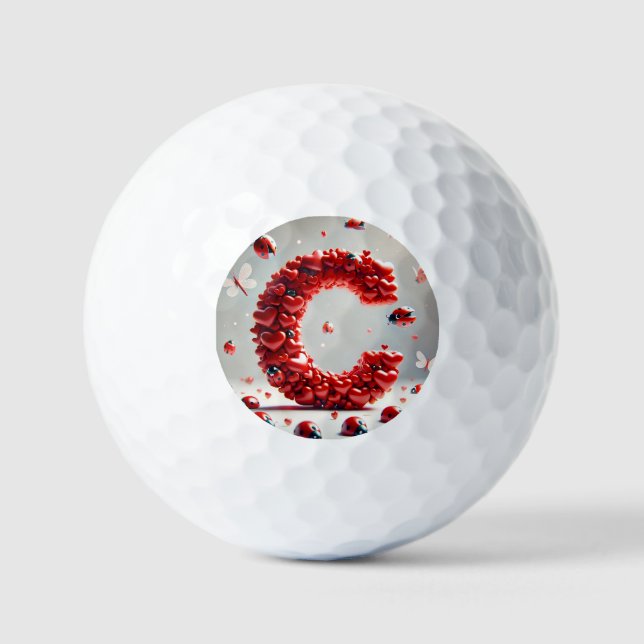 Letter C Creative Heart Cluster Golf Balls (Front)