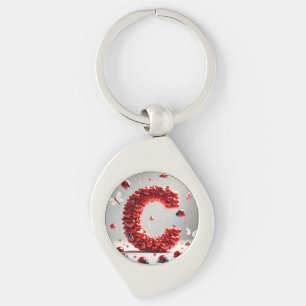 Letter C Creative Heart Cluster Key Ring