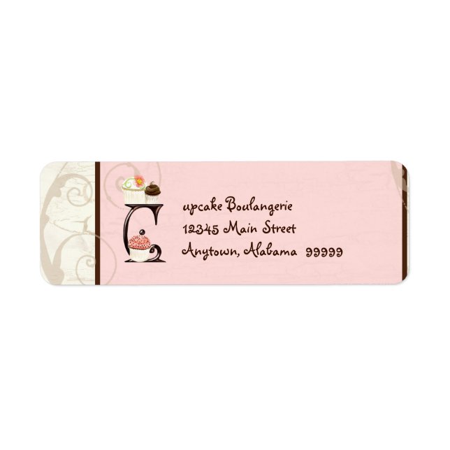 Letter C  Cupcake Business Address Mailing Labels (Front)
