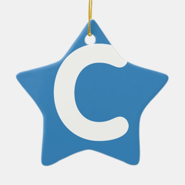 Letter C emoji Twitter Ceramic Tree Decoration (Front)