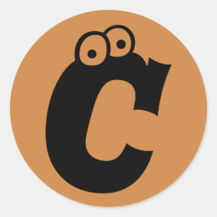 Letter C Eyeballs Alphabet by Janz Peru Gold Classic Round Sticker
