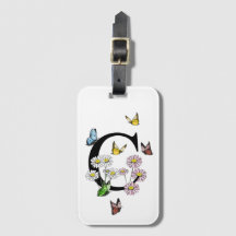 Letter C Floral Butterfly Monogram Initial     