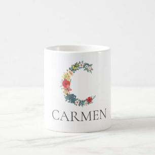 Letter C Floral Garden Monogram Personalise Coffee Mug