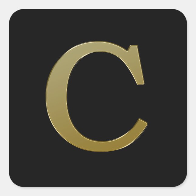 Letter C Gold Square Sticker (Front)